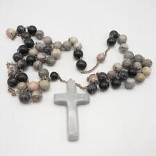 Vintage Stone Wall Rosary Crucifix Decor Christian Catholic 48