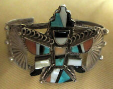Zuni attr. Frank Vacit Knifewing Bracelet Mosaic Inlay Turquoise Fine 1930s-40s picture