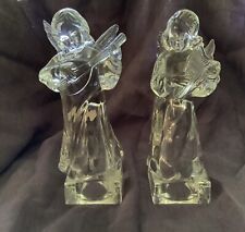 MIKASA Lead Crystal CHRISTMAS ANGELS SET OF 2, HERALD COLLECT, 8” Tall picture