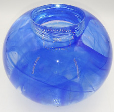 Vintage Kosta Boda Swedish Art Glass Blue Moon Swirl Ball Votive 5
