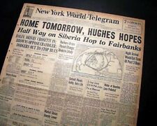 Aviator HOWARD HUGHES Famous Airplane Flight Around the World 1938 Old Newspaper picture