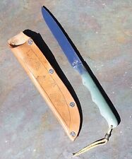 Vintage MIKE FISHER ( T BAR K ) CUSTOM FIXED BLADE HUNTING KNIFE w SHEATH RARE picture