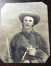 civil war Heavily Armed Confederate Soldier tintype C042RP picture