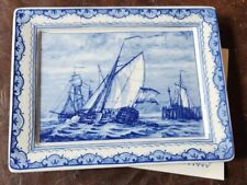 Vintage Westraven Delft Blue Tray Wall Plaque Holland With Paperwork  picture
