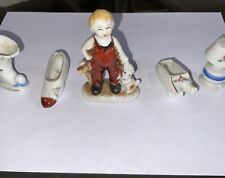 Vintage Occupied Japan Boy With His Dog Figure 1947-1952 Lot Of 5 Pieces - Look picture