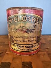 Rare Antique 1920's McCloskey Varnish Gallon Tin Can Philadelphia PA Paper Label picture