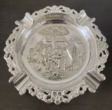 Gorgeous Vintage Dutch Silver Plated Cigar Ash Tray, Maker Marks, Near Flawless picture