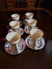 6 International Lord Saybrook Sterling Demitase Cups, Saucers and Lenox Liners picture