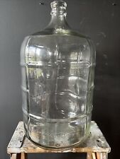 Vintage Clear Glass Jug Water Bottle Embossed Checkered 5 Gallon picture