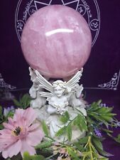 Stunning Big Rose Quartz Crystal Sphere 11cm 1.94kg & Fairy Stand picture