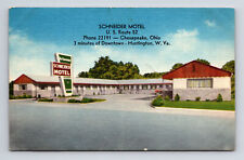 c1961 Schneider Motel US Rte 52 Chesapeake Ohio OH Roadside America Postcard picture