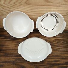 Tupperware Stacking Microwave Cookware 3 Piece Almond 2210A-2 2193A-2 2192B-1 picture