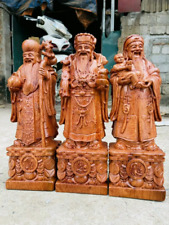 Vietnamese Solid Aromatic Wood Tam Đa Phúc Lộc Thọ Statue Height  40cm for Lucky picture