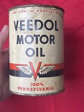 Empty VEEDOL 1 Quart Metal Can - Vintage  Motor Oil  Flying V Logo picture