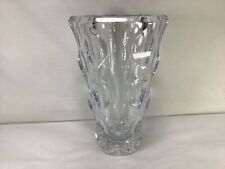 Z23 Vintage Antique Large Heavy Round Beautiful Carved Crystal Glass Vase picture