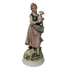 Vintage Lady Girl With Two Lambs Figurine  by Andrea By Sadek #7553 #704 picture
