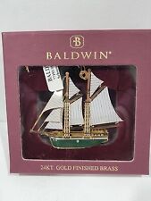 Baldwin Schoner 24 KT. Gold Finished Brass Ship NEW IN BOX WITH TAGS  77353.010 picture