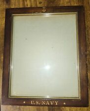 Antique Wood Vintage Inlaid U.S. Navy Picture Frame With Original Glass 9x7  picture