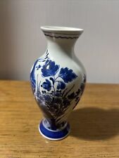 Royal Delft Blue Peacock Vase Handpainted Rare Vintage picture