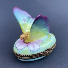 LIMOGES Figural 3D BUTTERFLY Hand Painted Hinged Porcelain Trinket Box PV FRANCE picture