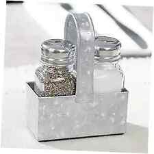 Farmhouse Salt and Pepper Shaker Set with Premium Padded Caddy, Galvanized  picture