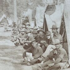 Antique 1898 US Army Soldiers Tampa Bay Florida Stereoview Photo Card P2357 picture