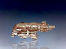 Native Zuni Carved Banded Jasper Wolf Fetish Signed Brian Yatsattie - 2.6” Long picture