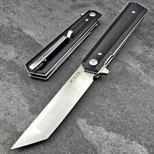 VORTEK APACHE: Black G10, D2 Tanto Blade, Ball Bearing EDC Folding Pocket Knife picture