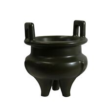 Chinese Handmade Dark Olive Army Green Ceramic Accent Ding Holder ws325 picture