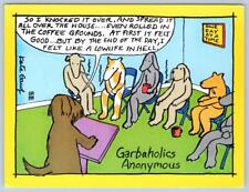 DOGS SMOKING IN THERAPY GROUP GARBAHOLICS ANONYMOUS 1980's KATE GAWF POSTCARD picture