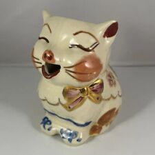 1940 Shawnee Pottery Puss 'n Boots Creamer Pitcher Gold with floral decals picture