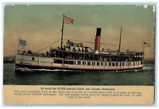 1910 On Board Flyer Steamer Ship Seattle Tacoma Washington WA Vintage Postcard picture