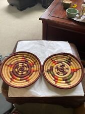 RARE  2 ‘Hopi’ Bundle Coiled Basket Trays 12” Beautiful Condition picture