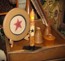 NEW Primitive Country Black Star TIMER TAPER CANDLE Burnt Ivory Grungy 6.5