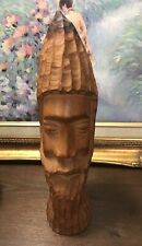 African King Warrior Male Hand Carved Ebony Wood Bust Sculpture 14 1/2” Tall picture