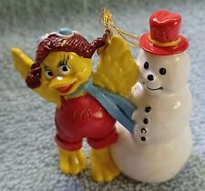 McDonalds Birdie with Snowman Ceramic Christmas Ornament 1990s Approx. 2.5