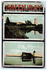 1913 Old Stone Tower, First Light House Green Bay Wisconsin WI Postcard picture