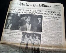 Egypt Anwar Sadat ISRAELI Palestine Peace Process Recognition 1977 Newspaper  picture