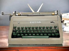 1953 Royal Quiet De Luxe Manual Typewriter & Carrying Case Tan w/Green Keys picture