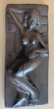 Vintage Wood Carved Bali Nude Woman In Bed Sculpture Art MCM 12” picture