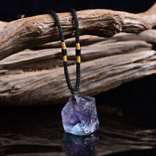 10Pcs Natural Colorful Fluorite Quartz Crystal Pendant Healing Mineral Necklace picture