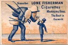 Lone Fisherman Cigarettes Marburg Bros Beach Man Top Hat Light Fan Boats HQV1 picture
