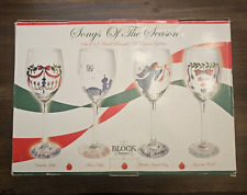 12 Block Basics Vintage Christmas Goblets Hand Painted 