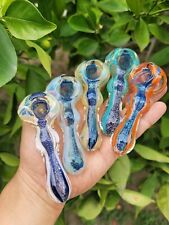 Tobacco Glitter Beautiful Starry Night Vibes Blue Glass Hand Pipe Durable 4 inch picture