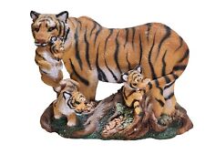 VTG Living Stone Mother Tiger & Cubs Playing Figurine 1995 DS Signed 5