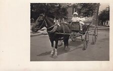 RPPC Two Little Girls In Carriage Drawn by Pony Real Photo  Postcard ca. 1915 picture