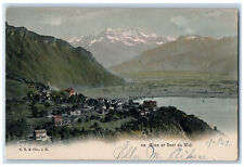 Chablais Alps Switzerland Valais Postcard Glion and Dent Du Midi c1907 Antique picture