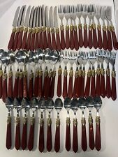 Hampton Silversmiths  STELLA RED 12 each 5 Piece Place Settings SS Flatware picture