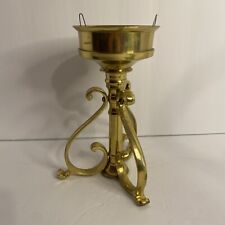 Vintage Solid Brass Scroll Candle Holder Footed Pedestal 8.25” picture