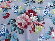 30’s Cutest Coastal ROSES Lavender Blush Barkcloth Era Vintage Upholstery Fabric picture